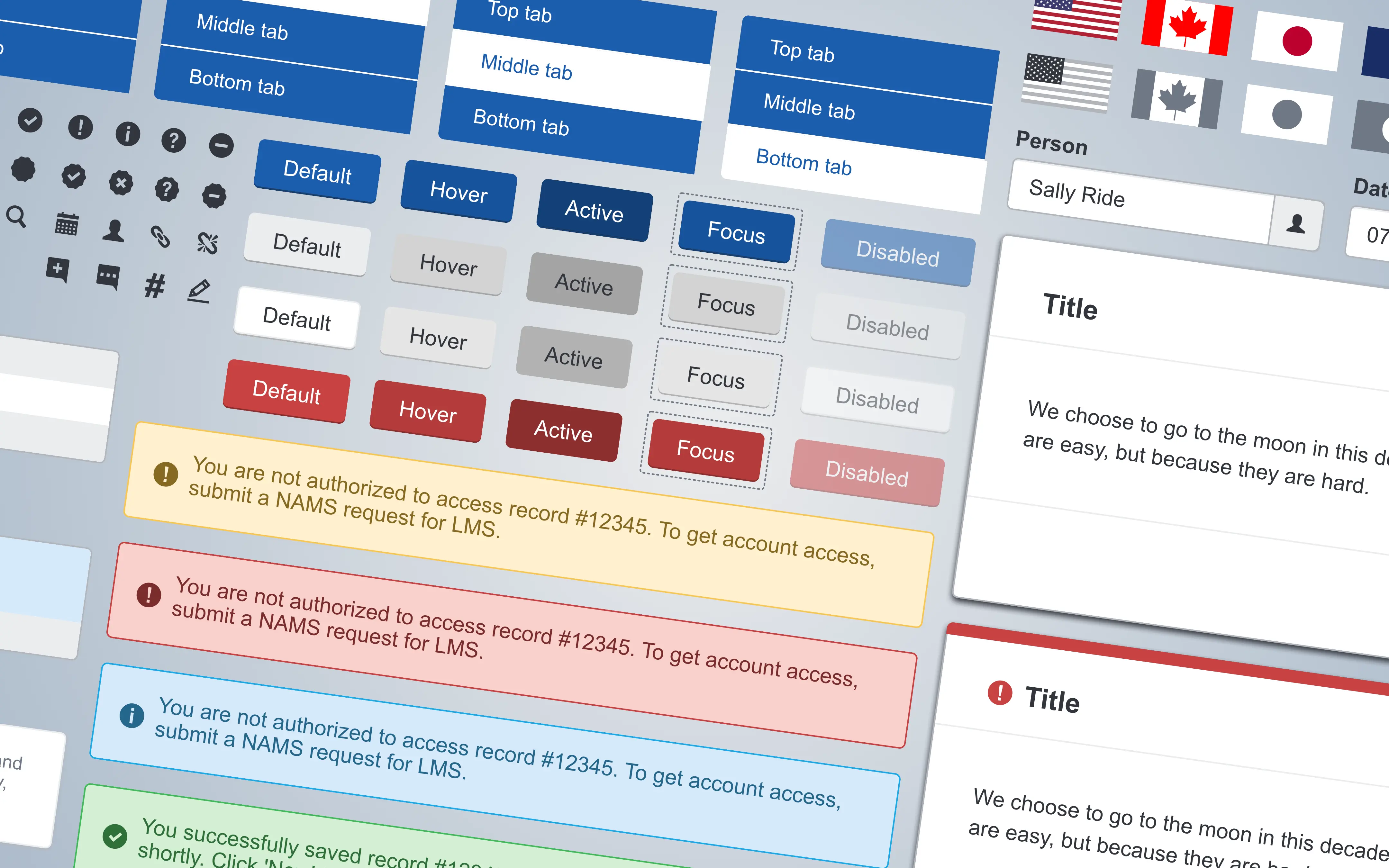A collage of elements from our custom design system.